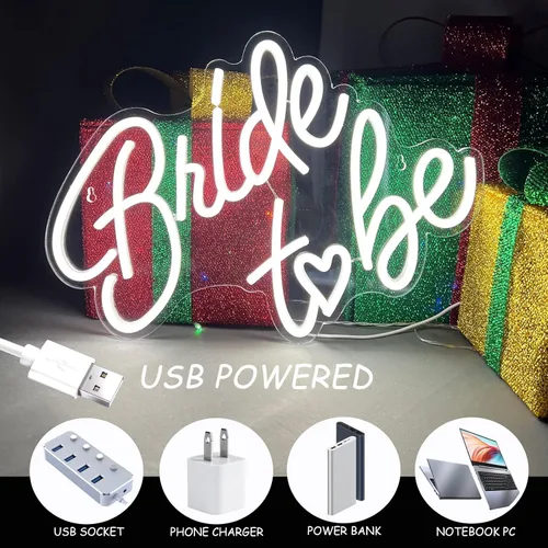 Miniatura 6 de Letrero de neón para futura novia, luces de neón LED blancas USB, luces de neón para boda, luces para despedida de soltera, compromiso, fiesta