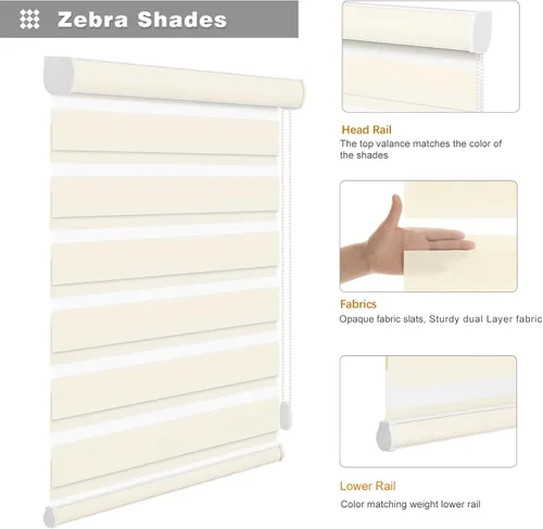 Miniatura 4 de Persianas de cebra Changshade para ventanas interiores con filtro de luz, persianas de cebra con cordón para puertas corredizas de vidrio