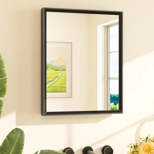 Miniatura 43 de TETOTE Espejo de Baño Dorado de 16" x 20" Latón Dorado Cepillado Rectangular con Marco Biselado Espejo de Tocador de Baño para Sobre el Lavabo
