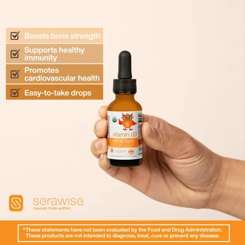 Miniatura 5 de Vitamina líquida orgánica D3 con K2 por la Dra. Ana Maria Temple Apoya huesos fuertes y salud inmunológica Certificado orgánico USDA Base