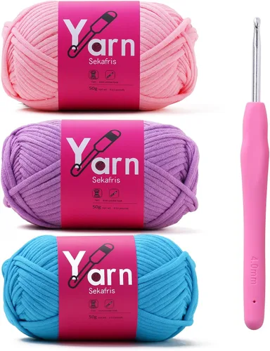 Miniatura 49 de Hilo de Crochet con Hilo de Algodón para Crochet – Hilos de Crochet Tejido para Principiantes con Puntadas Fáciles de Ver – Hilo para Crochet