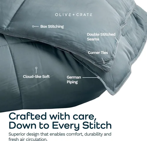 Miniatura 4 de Olive + Crate Cooling Down Alternative Comforter - Hypoallergenic King Size Duvet Insert Lightweight - All Seasons Plush Design Bamboo Comforter