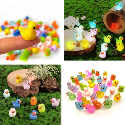 Miniatura 4 de Cidinge 100 piezas Mini patos luminosos y patos de resina para decoración de micro jardín y casa de muñecas