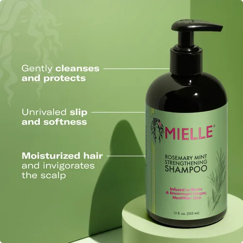 Miniatura 4 de Mielle Organics - Champú y acondicionador sin enjuague fortalecedor de romero y menta, infundido con biotina, limpia y ayuda a fortalecer el cabello