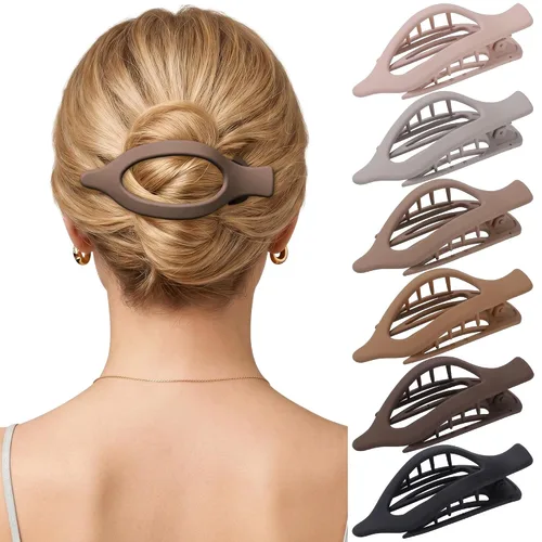 Miniatura 8 de Pinzas de pelo planas francesas para mujer, 6 pinzas planas para cabello fino y grueso, agarre fuerte, agarre antideslizante, pinzas para el cabello