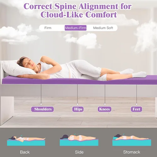 Miniatura 4 de Airensky Cubrecolchón de espuma viscoelástica de gel refrescante de 2 pulgadas, tamaño Queen, certificado CertiPUR-US para cama, alivio de presión
