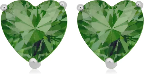 Miniatura 27 de Kooljewelry Pendientes de plata de ley y circonita cúbica con piedra natal