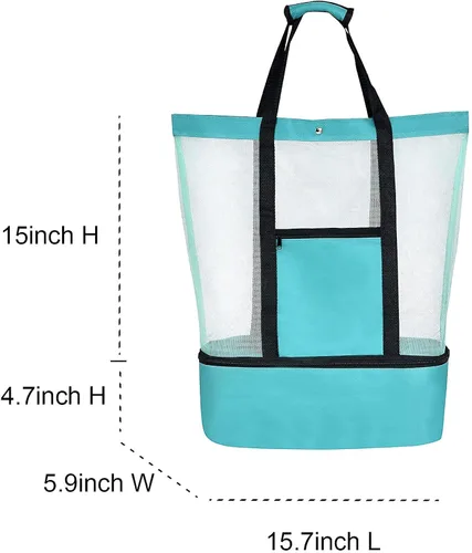 Miniatura 3 de Beach Bag with Cooler, Mesh Beach Tote with Undetachable Insulated Cooler and Pocket for Towels