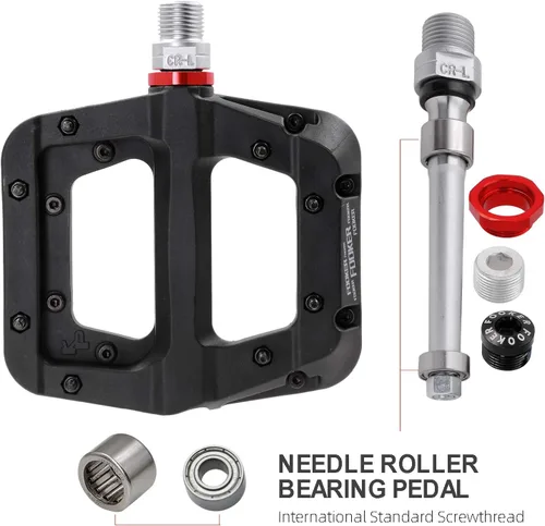 Miniatura 5 de FOOKER Pedales MTB para bicicleta de montaña, 3 rodamientos, antideslizantes, ligeros, de fibra de nailon, pedales de plataforma de bicicleta