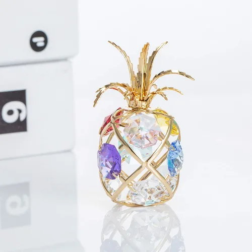 Miniatura 2 de Matashi Adorno de piña con tachuelas de cristal chapado en oro de 24 quilates, pieza decorativa de mesa para sala de estar, regalo para Navidad, día