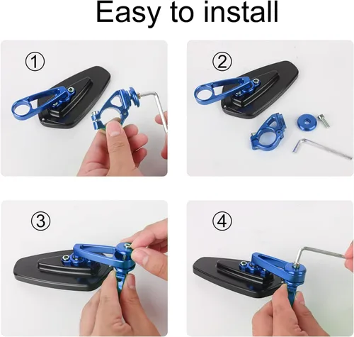 Miniatura 2 de Espejo de motocicleta de aleación de aluminio CNC para motocicleta de 0.866 in, 0.984 in, 7/8 pulgadas, interfaz de extremos de manillar