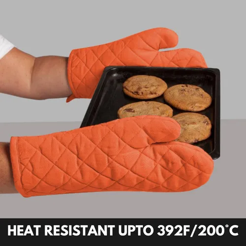 Miniatura 2 de Oven Mitt (7"x13") & Pot Holder (8"x8") 100% Cotton Set of Heat Resistant Oven Gloves & Hot Pads for Gifts, BBQ, Cooking, Baking, Thanksgiving