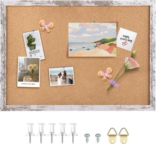 Miniatura 22 de Tablón de anuncios de fieltro gris, 14.2 x 10.2 pulgadas, tablones de anuncios decorativos para colgar en paredes con marco de madera rústica
