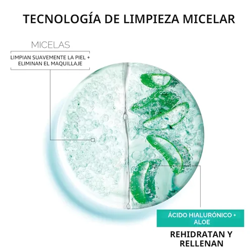Miniatura 4 de Garnier Agua micelar con ácido hialurónico, limpiador facial y removedor de maquillaje, hidratante y relleno, para todo tipo de piel, vegano, libre