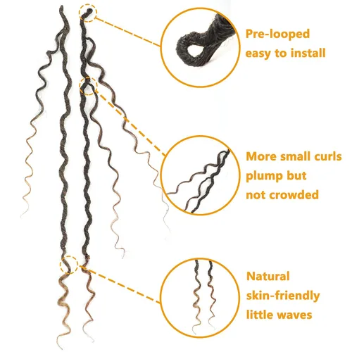 Miniatura 3 de 6 paquetes de cabello sintético rizado de Locs Crochet de 22 pulgadas, cabello de ganchillo estilo diosa, trenzas hippie sintéticas, extensiones