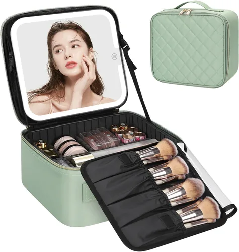 Miniatura 16 de Relavel Estuche de maquillaje con espejo LED, 01-Negro, Bolsa de maquillaje de viaje con espejo LED para niñas