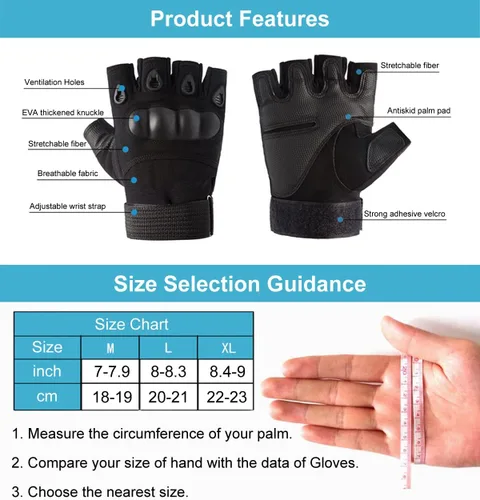 Miniatura 2 de SUJAYU Guantes de entrenamiento sin dedos para hombres con protección de nudillos para deportes al aire libre