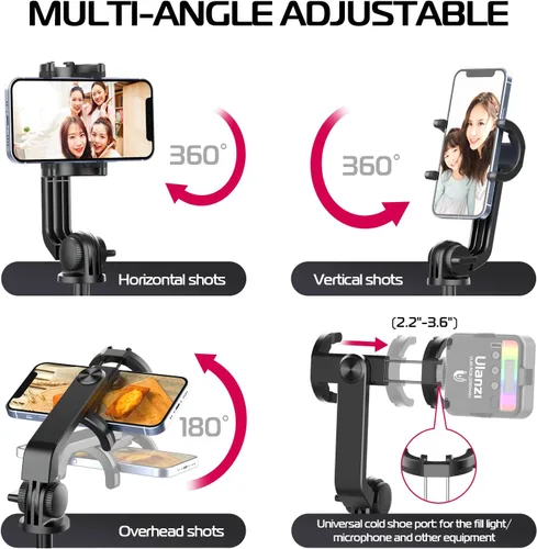Miniatura 8 de ULANZI SK-03 Trípode selfie stick, trípode de 64" profesional y estable para teléfono inteligente/cámara de acción, soporte de teléfono extensible