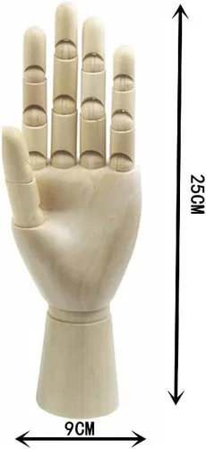 Miniatura 2 de Maniquí de dibujo de artista de madera articulado con dedos flexibles de madera, 2 piezas (10 pulgadas, mano izquierda y mano derecha)
