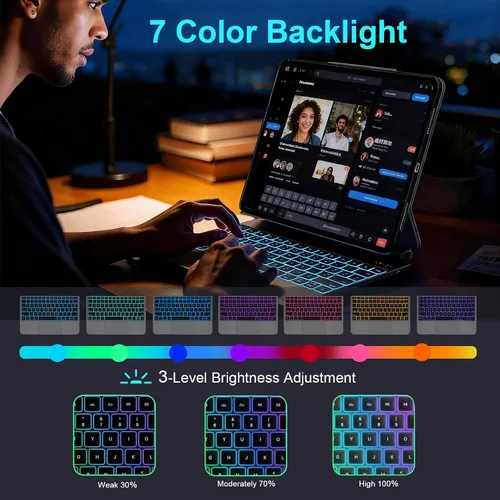 Miniatura 6 de WIWU Funda para iPad con teclado Air de 11 pulgadas (M4 2026/M3 2025/M2 2024), teclado iPad Pro de 11 pulgadas con trackpad fácil de instalar