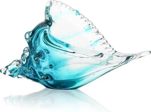 Miniatura 8 de QFkris 9.9" Figura de Caracola de Concha de Cristal Soplado a Mano para Decoración del Hogar Arte de Concha de Cristal Escultura