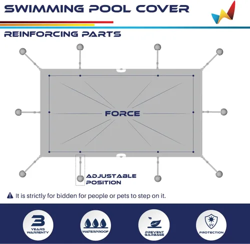 Miniatura 6 de Windscreen4less Cubierta de Piscina Enterrada Rectangular de 8'x8' de Malla de Seguridad de Invierno para Piscina con Cable de Alambre (Gris Claro)