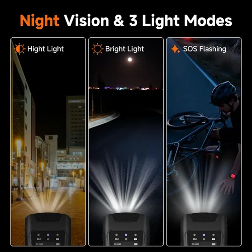Miniatura 7 de SVBONY Cámara de bicicleta con pantalla inteligente, cámara de acción 4K60fps con rastreador GPS, velocímetro/odómetro, antivibración, luces