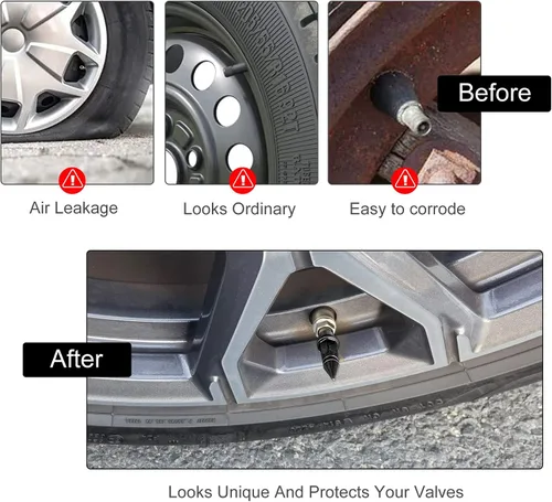 Miniatura 6 de Tapones de válvula SINGARO de 1.77 pulgadas, aleación de aluminio, a prueba de polvo e impermeables, aptos para automóviles, camiones y motocicletas