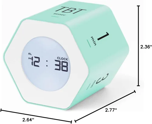Miniatura 10 de mooas Reloj Cubo Multi-Hexágono, Reloj Digital, Temporizador Pomodoro, Pantalla Retroiluminada Modo 12/24H Contador de Tiempo Ascendente