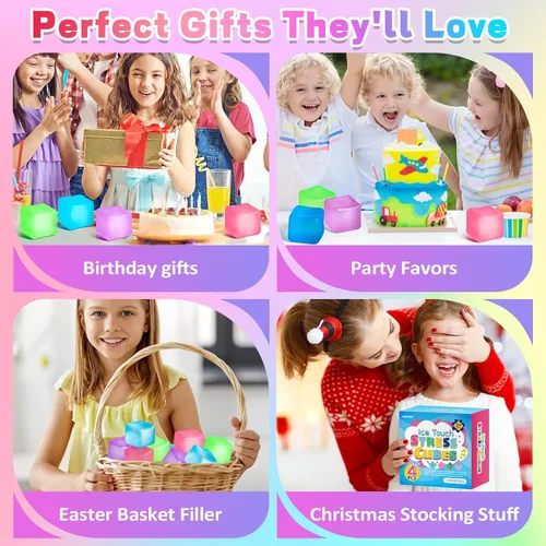 Miniatura 7 de Paquete de 4 Cubos Antiestrés, Pelotas Antiestrés con Forma de Cubo de Hielo de Elevación Lenta para Adultos y Niños, Juguete Sensorial Fidget