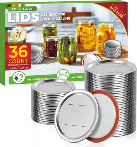 Miniatura 9 de 36 Pack Mason Jar Lids for Wide and Regular Mouth Jars, with Date Reminder Vacuum Seal Lids for Electric Mason Jar Vacuum Sealers