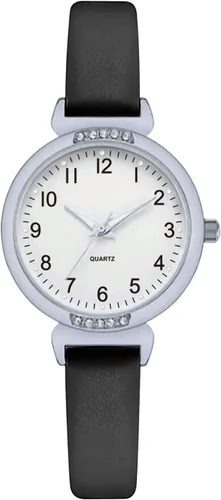NUOVO - Reloj deportivo de silicona para mujer con correa de piel con cristales, pantalla analógica