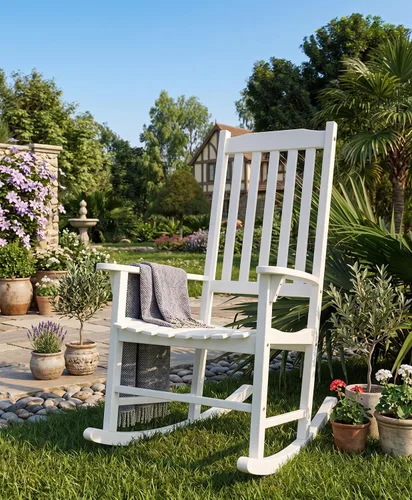 Miniatura 9 de Mecedora blanca de madera de acacia Merry Garden