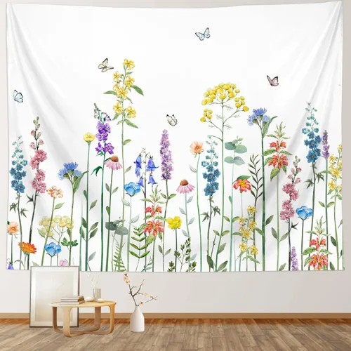 RosieLily Tapiz floral para colgar en la pared, diseño botánico vintage de primavera para dormitorio, 59 x 79 pulgadas