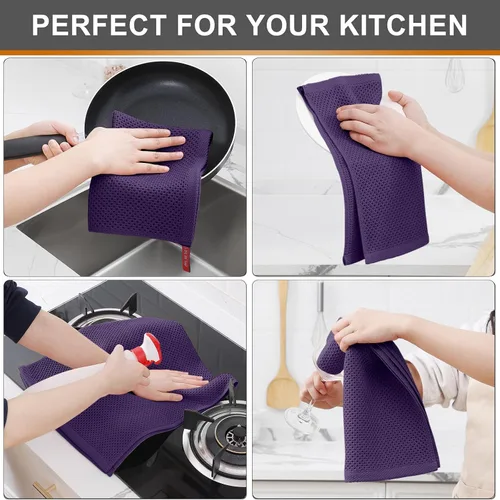 Miniatura 586 de Kitinjoy - Paños de cocina de 100 % algodón, tela de tejido gofrado, paño de limpieza ultrasuave, absorbente y de secado rápido. Beige