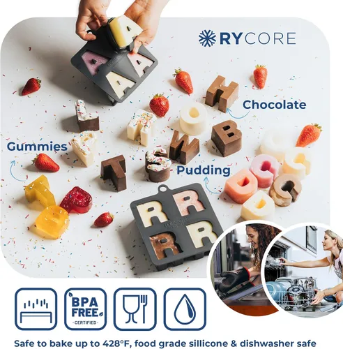 Miniatura 2 de Moldes de chocolate prémium – Molde grande para cubitos de hielo de 2 pulgadas para cócteles – Molde de silicona con formas divertidas para whisky