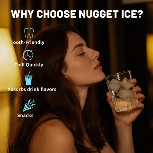 Miniatura 7 de Máquina de hielo de pepitas para encimera con hielo suave masticable, alta capacidad de 35 libras/24 horas, autolimpieza y dispensación automática