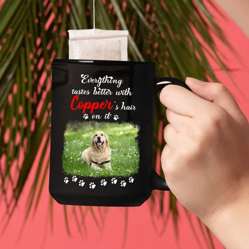 Miniatura 5 de Tazas de café personalizadas, regalo para cumpleaños de amantes de los perros, taza de cerámica de 11 onzas y 15 onzas, taza de café negra