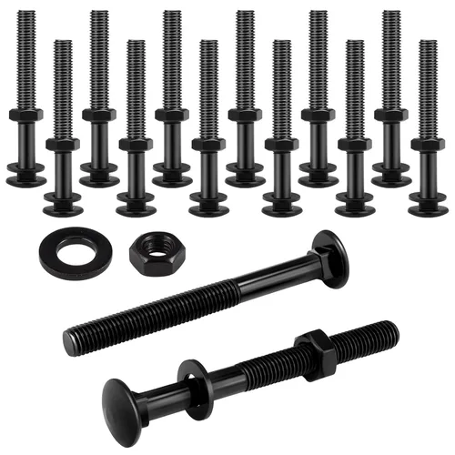 Miniatura 12 de Zonon Juego de 12 pernos de carro de 1/2 x 4 pulgadas, negro galvanizado, incluye arandelas resistentes a la corrosión y tuercas para accesorios