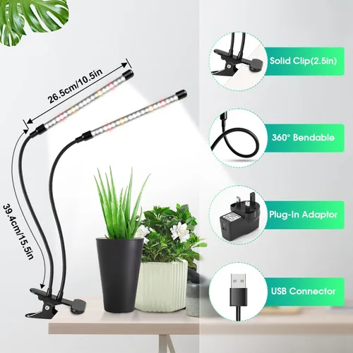 Miniatura 6 de wolezek Luces de cultivo para plantas de interior, 6000 K, 40 luces LED de espectro completo para plantas de interior, lámpara de cultivo blanca