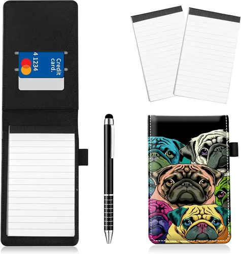 Miniatura 18 de Juego de 4 soportes para bloc de notas de tamaño de bolsillo, de piel sintética, mini bloc de notas con 2 bloc de notas pequeños y lápiz capacitivo