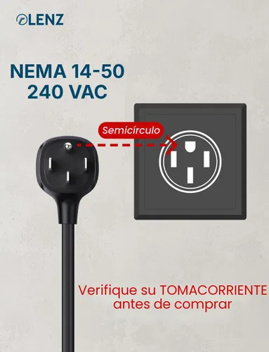 Miniatura 2 de LENZ Adaptador NEMA 14-50: compatible solo con el cargador móvil Tesla Gen 2 y 3, este adaptador se conecta a su toma de corriente de 240V 14-50 a