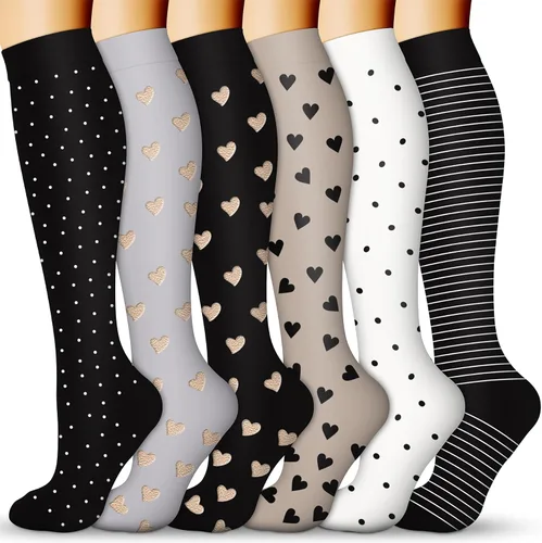 Miniatura 7 de Calcetines de compresión para mujeres y hombres 15-20 mmHg, mejores para uso médico, enfermería, para correr, atletismo, varices, viajes