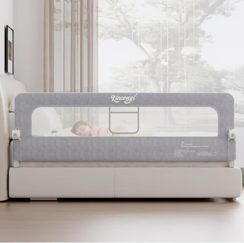 Miniatura 9 de Riel de cama para niños pequeños, riel de cama de 81 cm con base en forma de U más ancha, rieles de cama transpirables para camas King, Queen, Full
