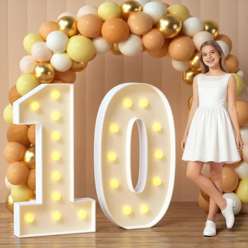 Miniatura 20 de imprsv Letras de marquesina iluminadas, letras de mosaico de 1.2 m con luz para decoración de baby shower, graduación, gran J para decoraciones