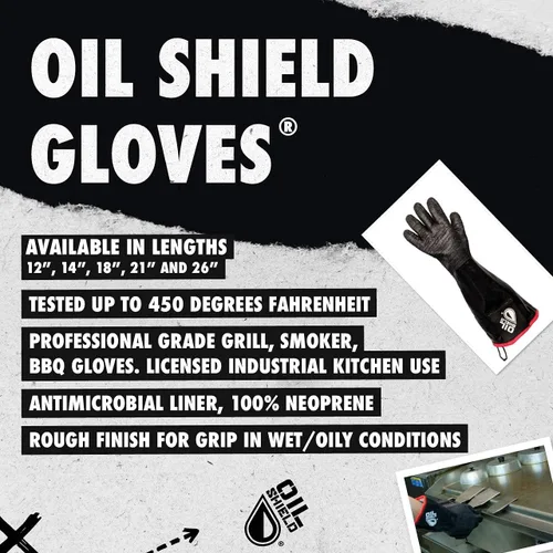 Miniatura 6 de Oil Shield® - Guante de neopreno de alto calor de 18 pulgadas, filtración de freidora, clasificación de temperatura de 450 grados, seguridad