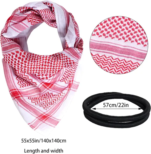 Miniatura 2 de Jmkcoz Shemagh árabe táctico desierto keffiyeh pañuelo para la cabeza turbante árabe cuello diadema traje árabe musulmán para hombres mujeres