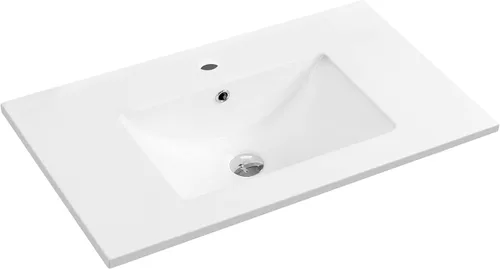 Dowell - Fregadero de baño de 30 pulgadas, lavabo de cerámica de tocador de un solo cuenco, fregadero rectangular con desbordamiento, blanco-000