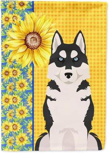 Miniatura 347 de Caroline's Treasures WDK5331CHF - Bandera de verano con diseño de girasoles rojos y blancos, manga grande, para porche, para colgar en la pared