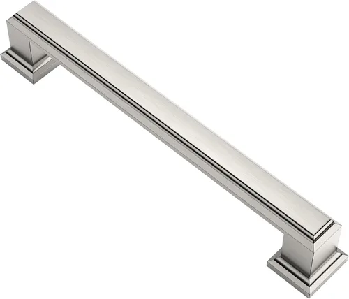 Miniatura 69 de Alzassbg - Paquete de 10 tiradores de gabinete de níquel negro cepillado de 3 pulgadas (76mm) con agujero central, manijas de gabinete de cocina